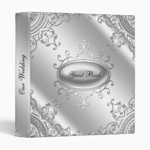 Elegant Silver Wedding Guest Book Binder