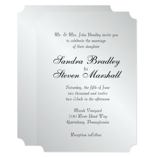 Elegant Silver Wedding Invitation 5"x 7" | Zazzle.com