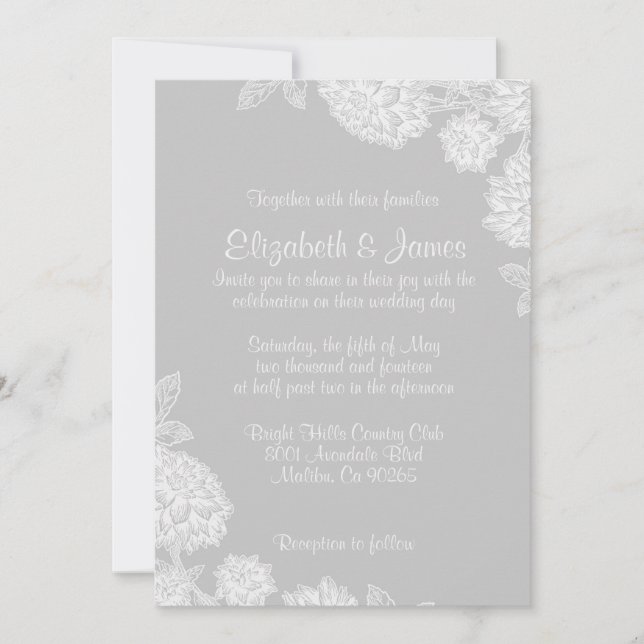 Elegant Silver Wedding Invitations (Front)