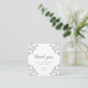 Elegant Silver Wedding Luxury Vintage Favor Cards
