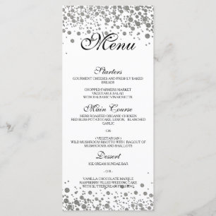 Elegant silver Wedding Menu