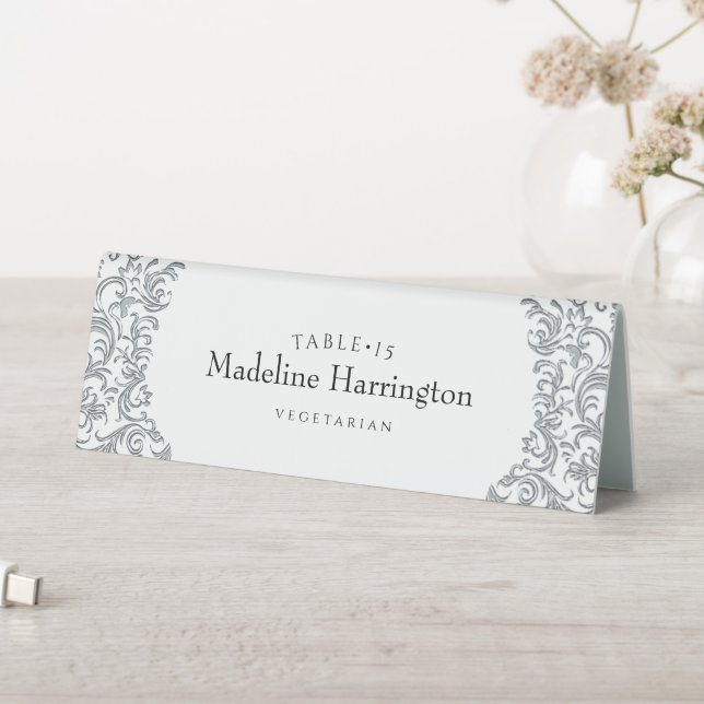 Elegant Silver Wedding Place Card Table Tent (In SItu (Table))
