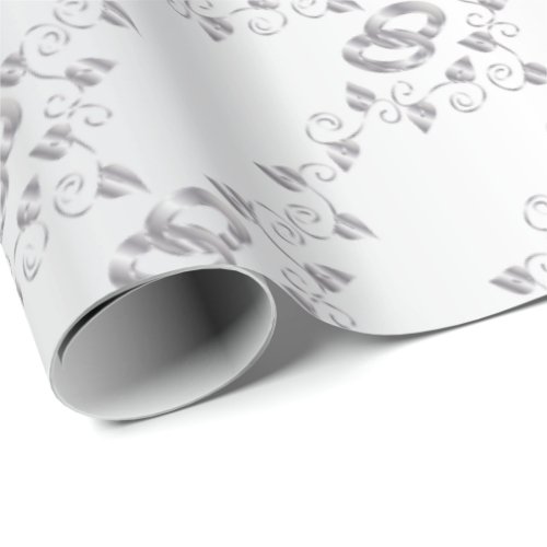 Elegant Silver Wedding Rings Wrapping Paper