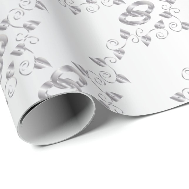 Elegant Silver Wedding Rings Wrapping Paper (Roll Corner)