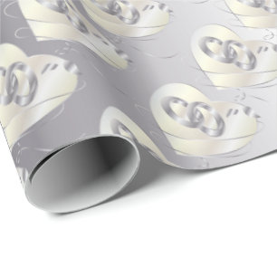 Elegant Silver Wedding Rings Wrapping Paper