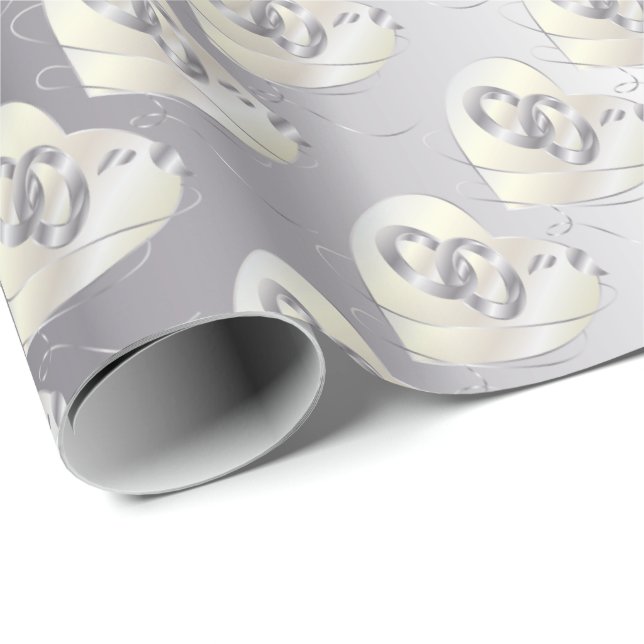 Elegant Silver Wedding Rings Wrapping Paper (Roll Corner)