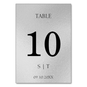 Elegant silver wedding table number