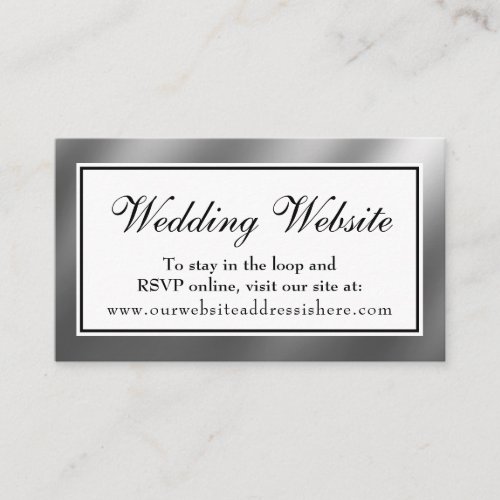 Elegant Silver Wedding Website Insert Card