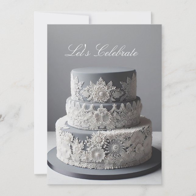 ELEGANT SILVER & WHITE ANNIVERSARY INVITATION (Front)