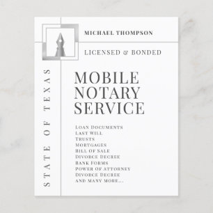 Elegant silver white ink pen notary flyer