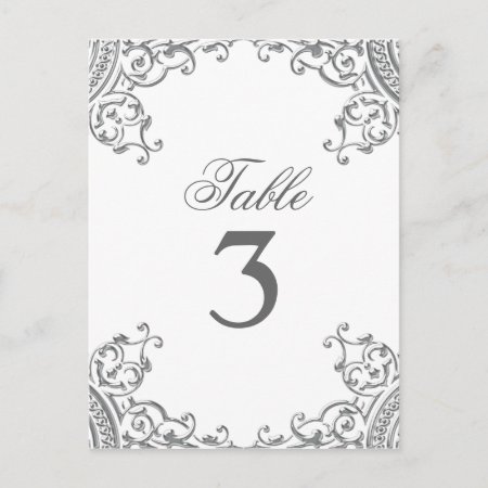 Elegant Silver White Wedding Table Cards