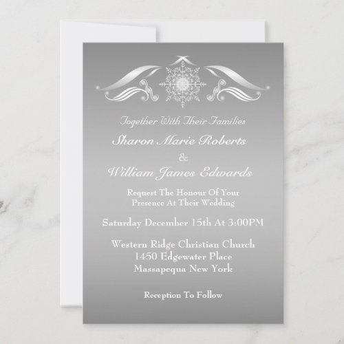 Elegant Silver White Winter Wedding Invitation