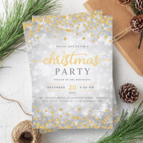 Elegant Silver Winter Diamonds Christmas Gold Invitation