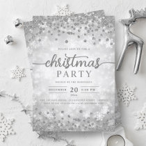 Elegant Silver Winter Diamonds Christmas Party  Invitation