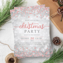 Elegant Silver Winter Diamonds Christmas Rose Gold Invitation