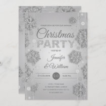 Elegant Silver Winter Glam Christmas Party Invitation