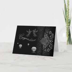 elegant silver with black Enhorabuena Card