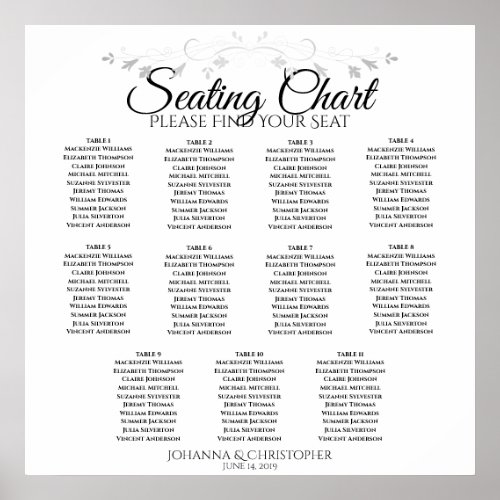 Elegant Simple 11 Table Wedding Seating Chart