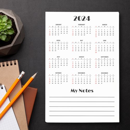 elegant simple 2024 calendar  post_it notes