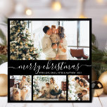 Elegant Simple 4 Photo Collage Christmas Holiday C<br><div class="desc">Elegant Calligraphy Modern Black and White 4 Photo Collage Merry Christmas Script Holiday Card. This festive, mimimalist, whimsical four (4) photo holiday card template features a pretty photo collage and says „Merry Christmas”! The „Merry Christmas” greeting text is written in a beautiful hand lettered swirly swash-tail font type in white...</div>