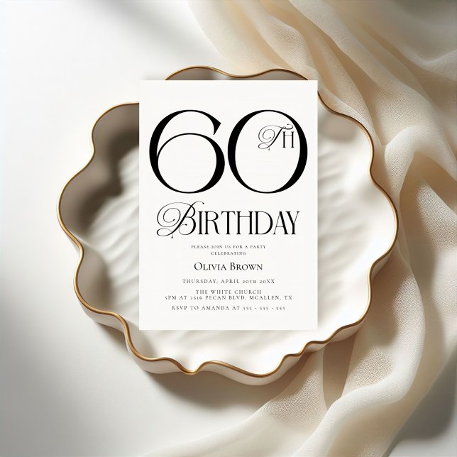 Elegant Simple 60th Birthday Party Invitation (Creator Uploaded)