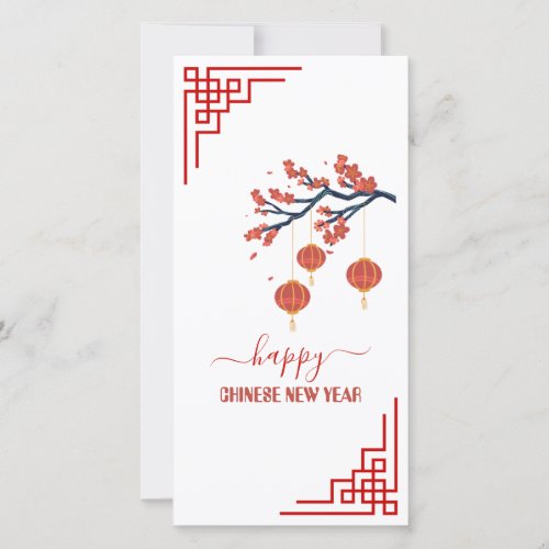 Elegant & Simple 8" x 4" Happy Chinese New Year Holiday Card