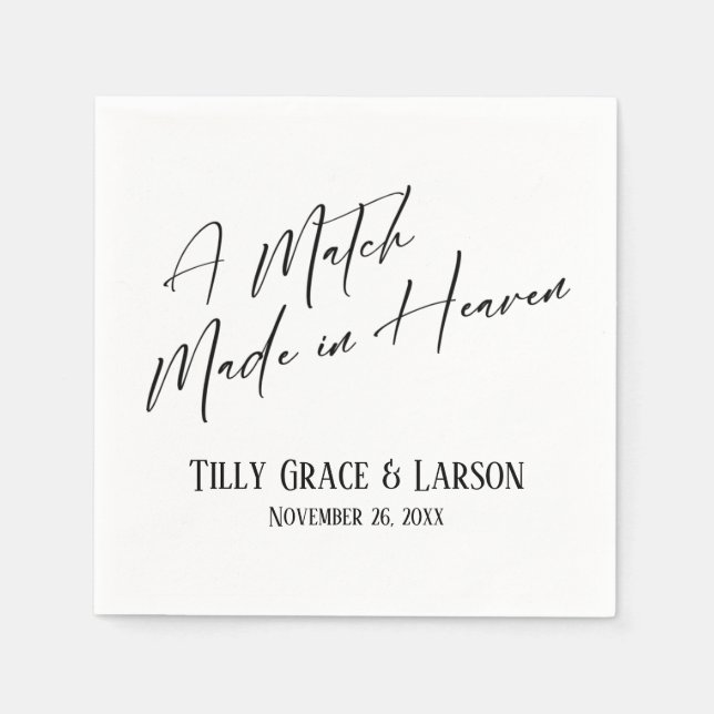 Elegant Simple A Match Made in Heaven Napkins (Front)