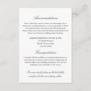 Elegant Simple Accommodations Transportation QR Enclosure Card