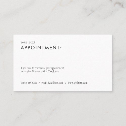Elegant Simple Appointment Reminder Card