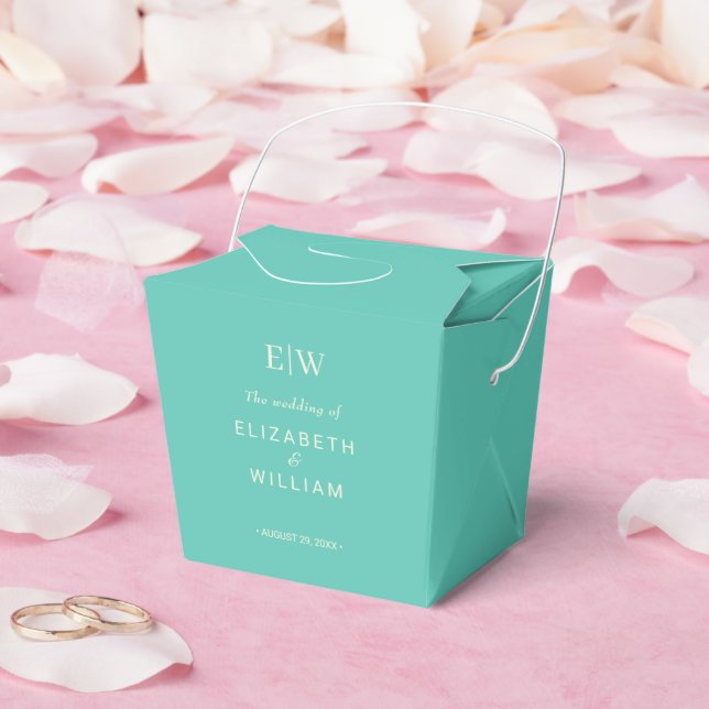 Elegant Simple Aquatic Awe with Monogram Wedding Favor Boxes (Wedding)