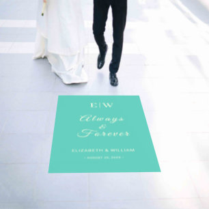 Elegant Simple Aquatic Awe with Monogram Wedding Floor Decals