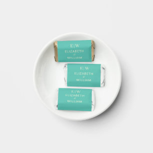 Elegant Simple Aquatic Awe with Monogram Wedding Hershey's Miniatures