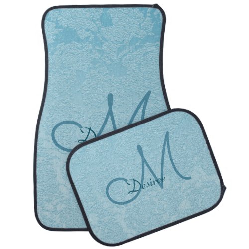 Elegant Simple Baby Blue Girly Monogram Car Floor Mat