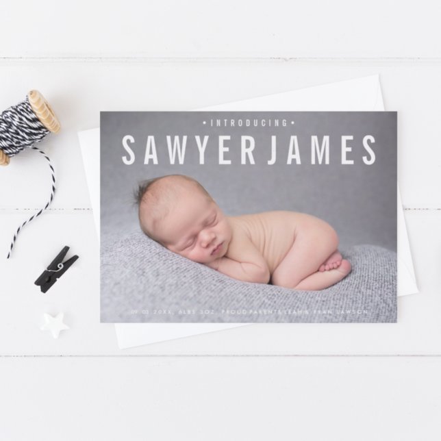 Elegant simple baby photo birth announcement (Creator Uploaded)