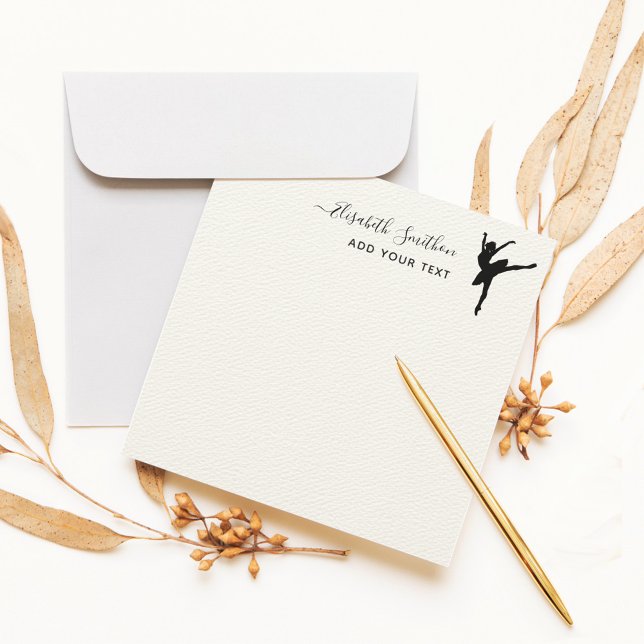   Elegant Simple Ballet Dancer Personal Stationery Note Card (Creator Uploaded)