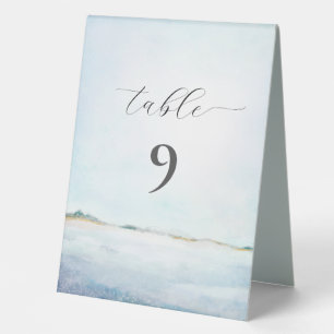 Elegant Simple Beach Painted Watercolor Coastal Table Tent