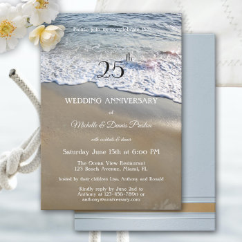 Elegant Simple Beach Wedding Anniversary Party Invitation by AnnesWeddingBoutique at Zazzle