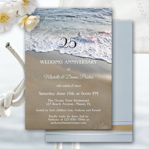 Elegant Simple Beach Wedding Anniversary Party Invitation