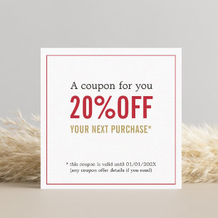 Elegant Simple Beauty Red Golden White Holiday Discount Card