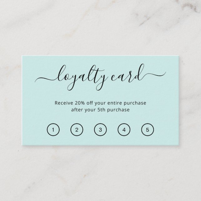 Elegant Simple Beauty Salon Teal Turquoise Loyalty Card (Front)