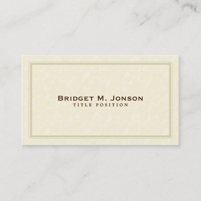 Elegant Simple Beige Damask Business Card (Front)