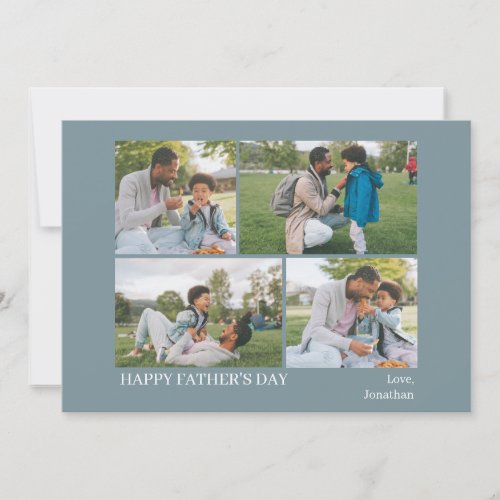 Elegant Simple Best Dad Ever Fathers Day 4 Photo Holiday Card