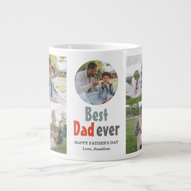 Elegant Simple Best Dad Ever Fathers Day Photo Giant Coffee Mug (Front)