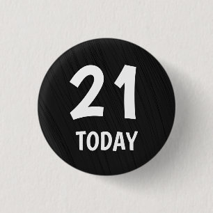 Elegant Simple Black 21st Birthday Button