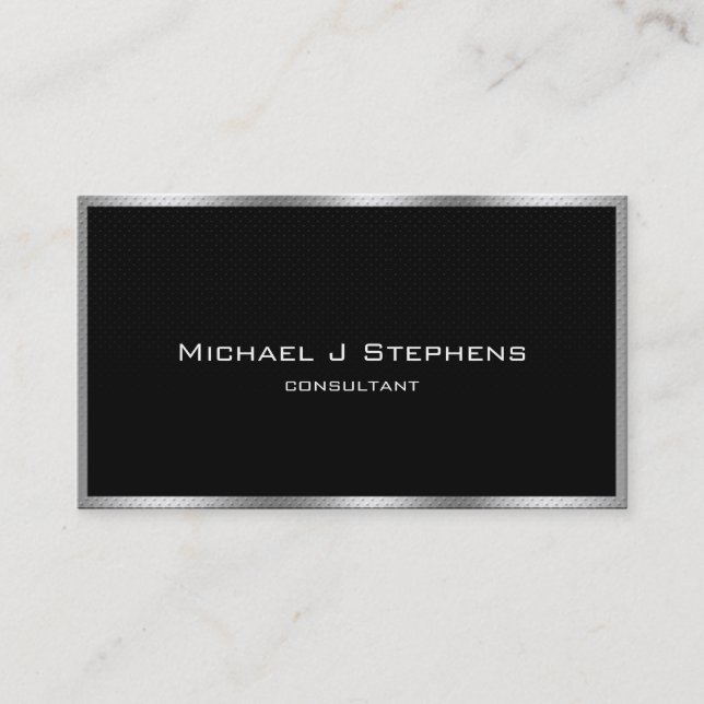 Elegant Simple Black and Chrome Business Card (Front)