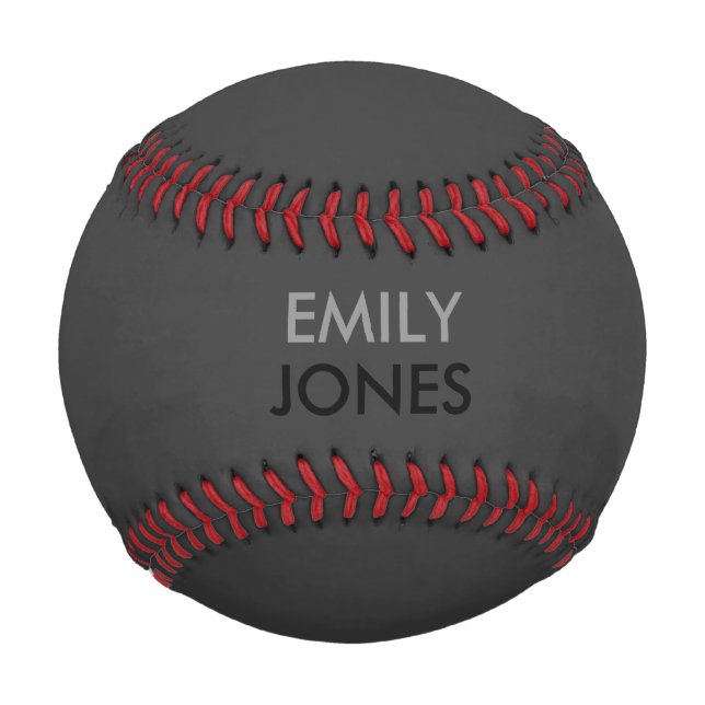 Elegant simple black and gray personalized baseball (Front)