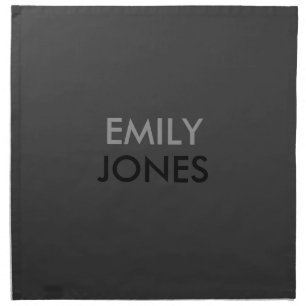 Elegant simple black and gray personalized cloth napkin