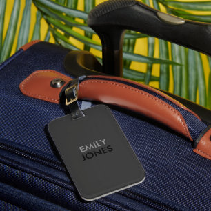 Elegant simple black and gray personalized luggage tag