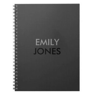 Elegant simple black and gray personalized notebook