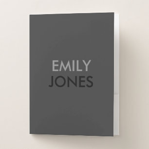Elegant simple black and gray personalized pocket folder